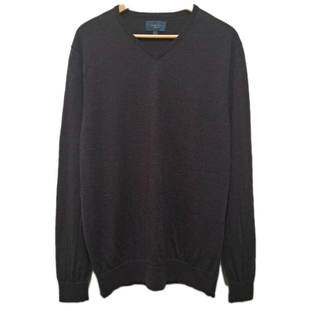 Fairlane V-Neck Sweater Mens XL Purple 100% Merino Wool Knit Pullover Golf
